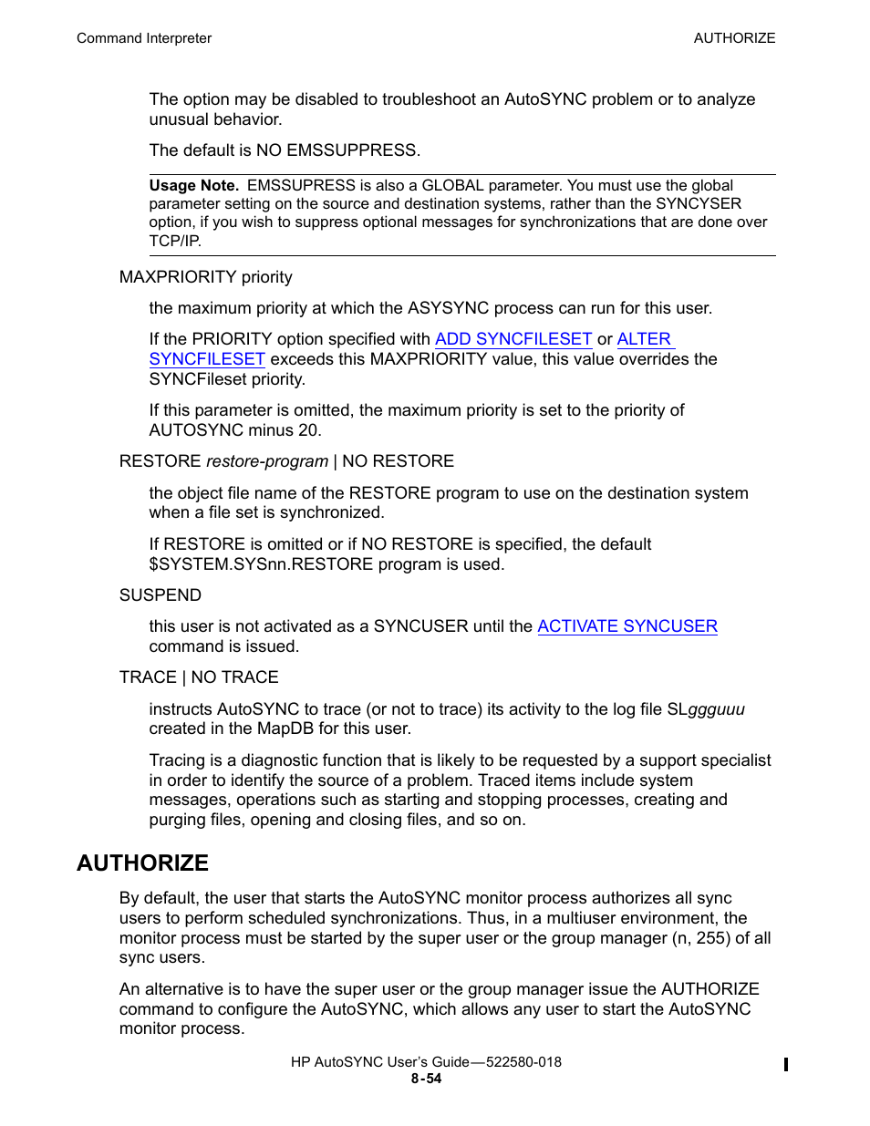 Authorize, Command. the command set, Command, it confers a | If the | HP Integrity NonStop J-Series User Manual | Page 148 / 266