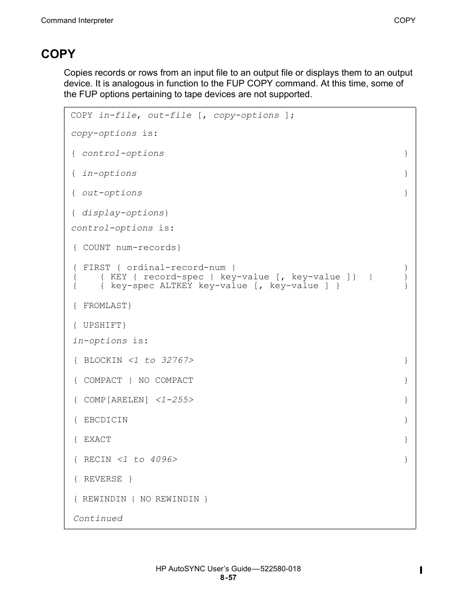 Copy | HP Integrity NonStop J-Series User Manual | Page 151 / 266