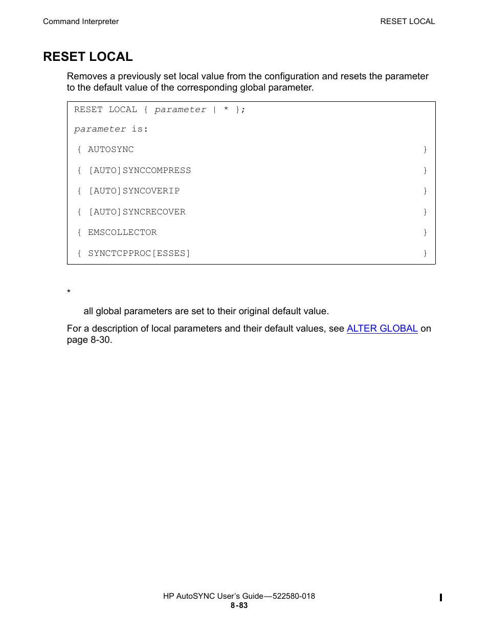 Reset local | HP Integrity NonStop J-Series User Manual | Page 177 / 266