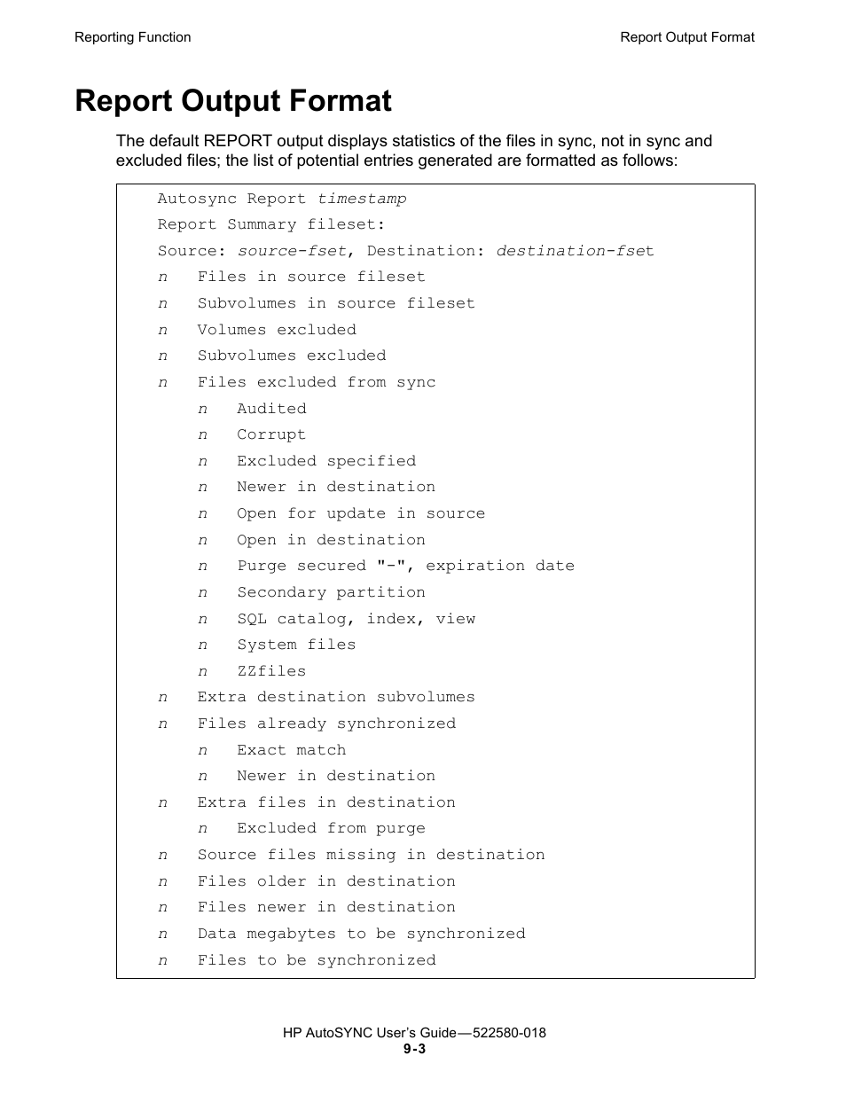 Report output format | HP Integrity NonStop J-Series User Manual | Page 213 / 266