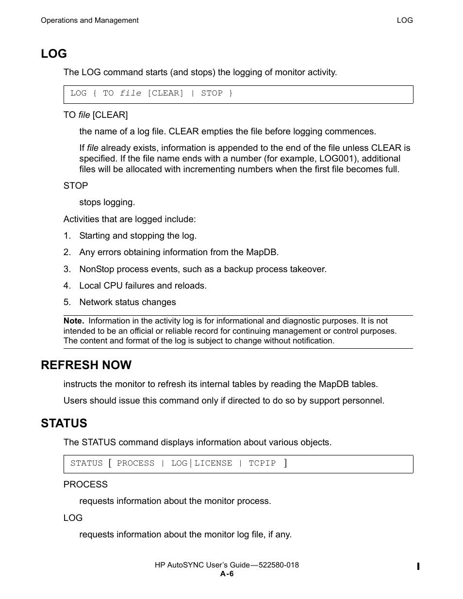 Refresh now, Status, Option tcpip to di | HP Integrity NonStop J-Series User Manual | Page 222 / 266