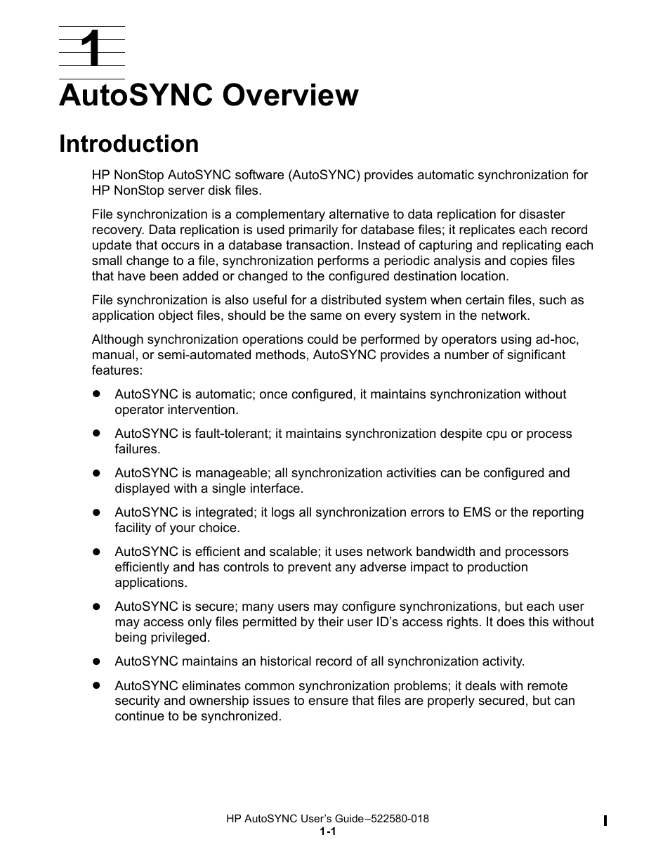 1 autosync overview, Introduction, Autosync overview | HP Integrity NonStop J-Series User Manual | Page 23 / 266