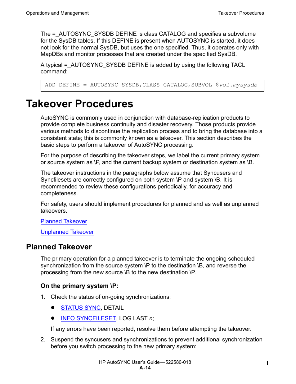 Takeover procedures, Planned takeover | HP Integrity NonStop J-Series User Manual | Page 230 / 266