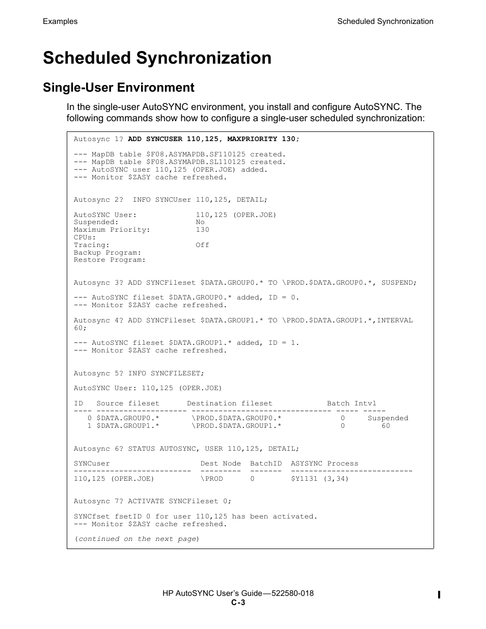 Scheduled synchronization, Single-user environment | HP Integrity NonStop J-Series User Manual | Page 249 / 266