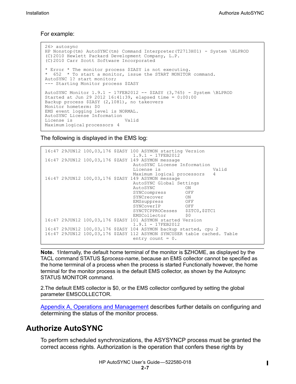 Authorize autosync | HP Integrity NonStop J-Series User Manual | Page 35 / 266