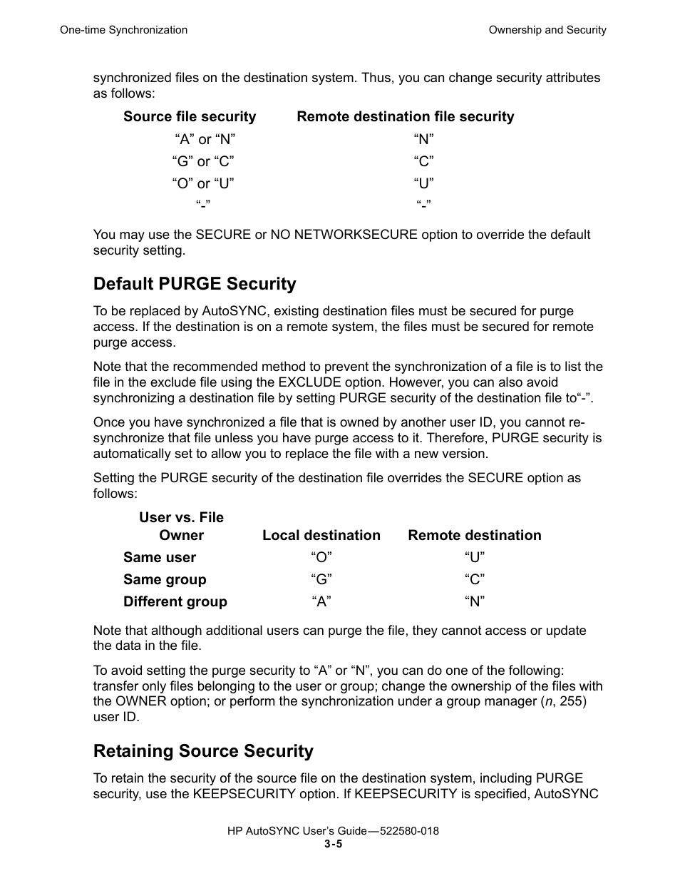 Default purge security, Retaining source security | HP Integrity NonStop J-Series User Manual | Page 43 / 266