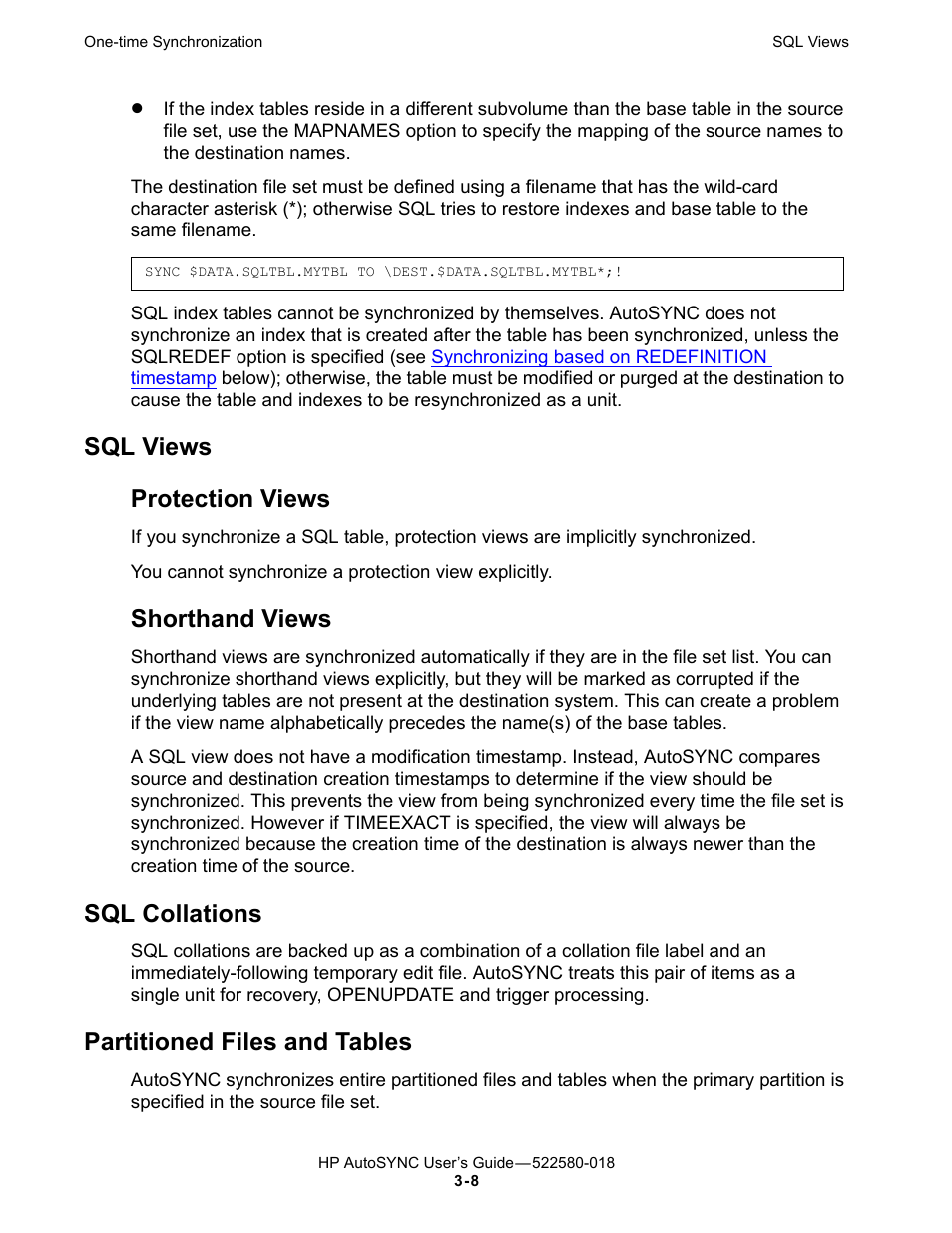 Sql views, Sql collations, Partitioned files and tables | Protection views, Shorthand views, Sql views protection views | HP Integrity NonStop J-Series User Manual | Page 46 / 266