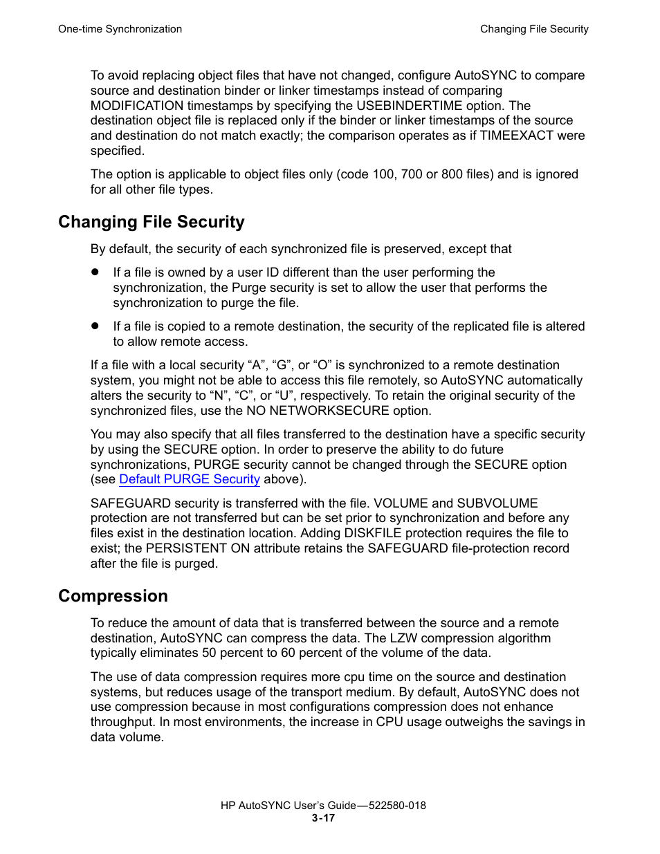 Changing file security, Compression | HP Integrity NonStop J-Series User Manual | Page 55 / 266