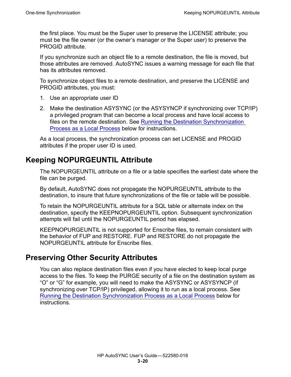Keeping nopurgeuntil attribute, Preserving other security attributes | HP Integrity NonStop J-Series User Manual | Page 58 / 266