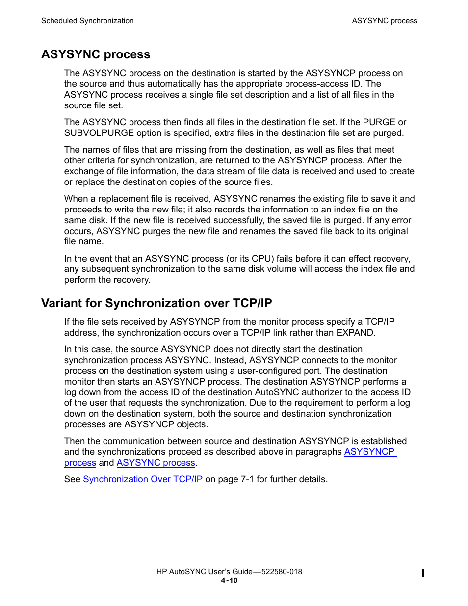 Asysync process, Variant for synchronization over tcp/ip | HP Integrity NonStop J-Series User Manual | Page 70 / 266