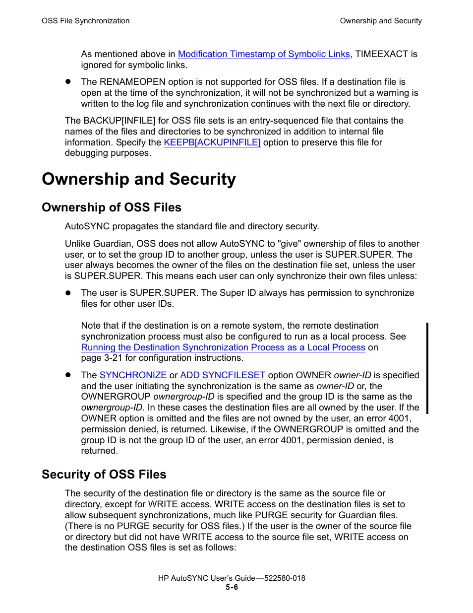 Ownership and security, Ownership of oss files, Security of oss files | Ownership of oss, Files | HP Integrity NonStop J-Series User Manual | Page 76 / 266