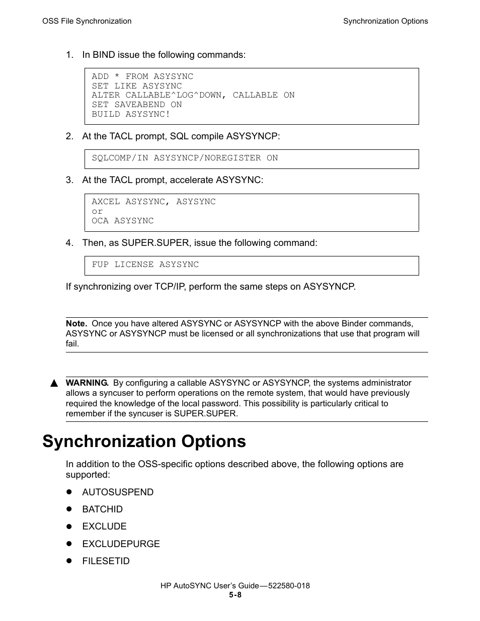 Synchronization options | HP Integrity NonStop J-Series User Manual | Page 78 / 266