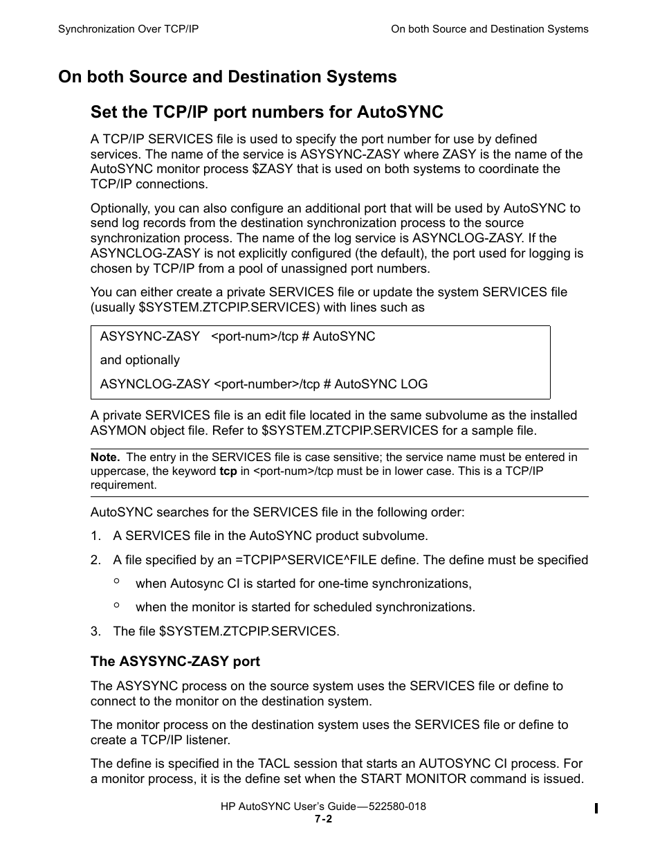 On both source and destination systems, Set the tcp/ip port numbers for autosync | HP Integrity NonStop J-Series User Manual | Page 90 / 266