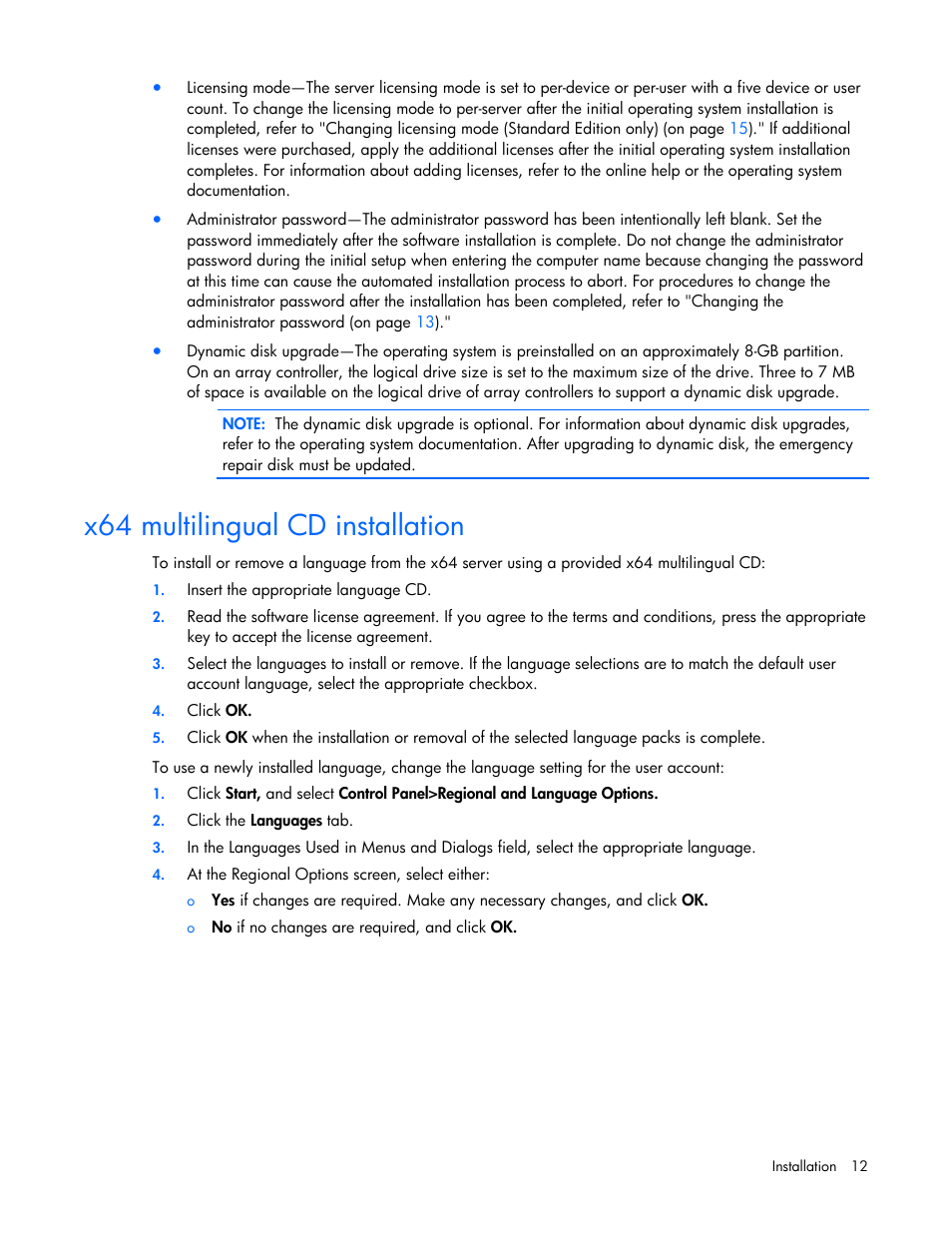 X64 multilingual cd installation | HP ProLiant ML370 G4 Server User Manual | Page 12 / 24