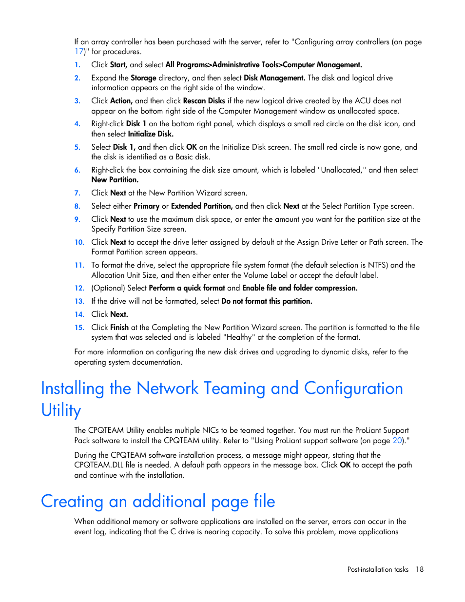 Creating an additional page file | HP ProLiant ML370 G4 Server User Manual | Page 18 / 24