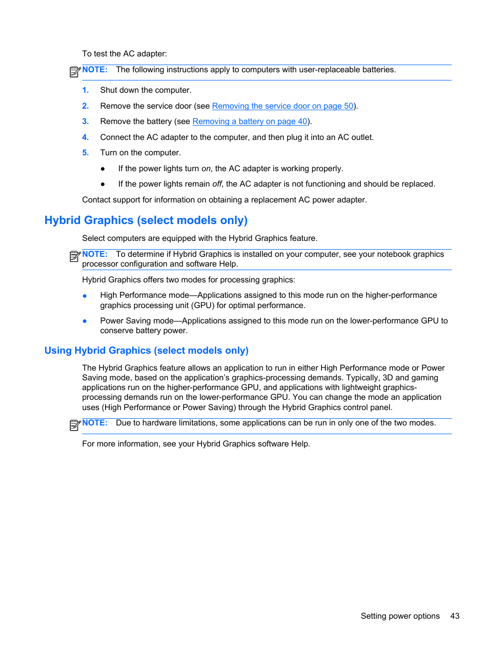 Hybrid graphics (select models only), Using hybrid graphics (select models only) | HP EliteBook 850 G1 Notebook PC User Manual | Page 53 / 106