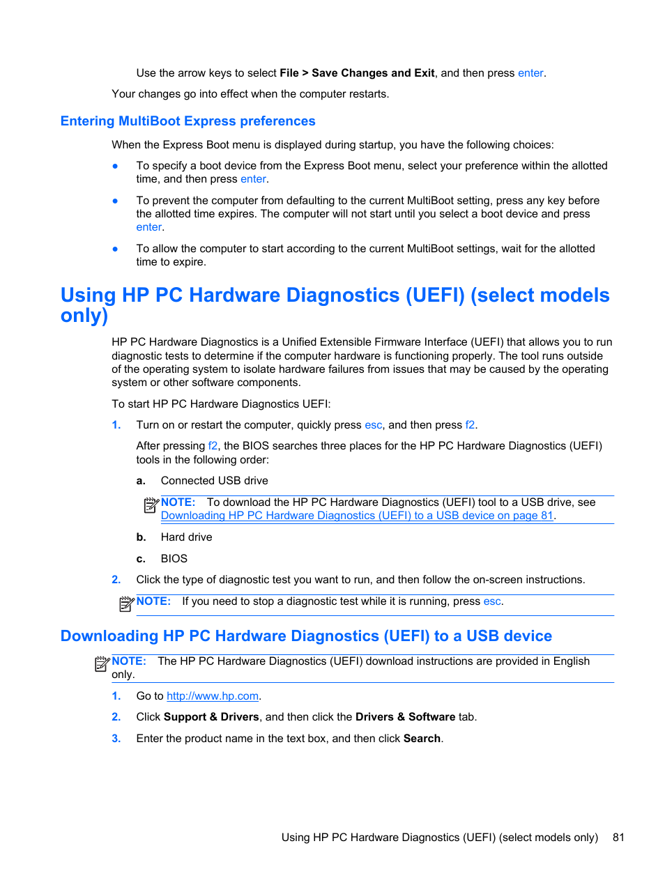 Entering multiboot express preferences | HP EliteBook 850 G1 Notebook PC User Manual | Page 91 / 106