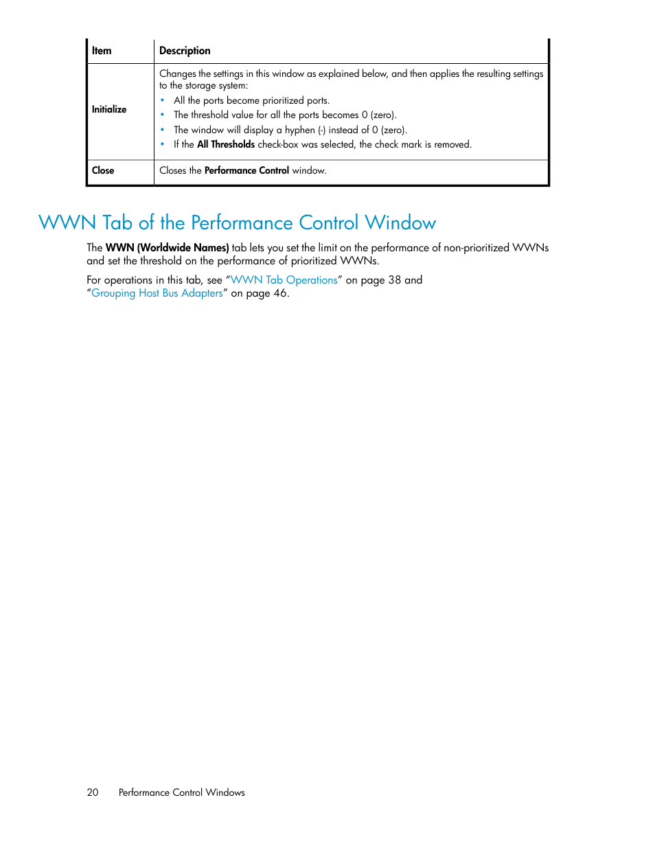 Wwn tab of the performance control window | HP XP Array Manager Software User Manual | Page 20 / 58