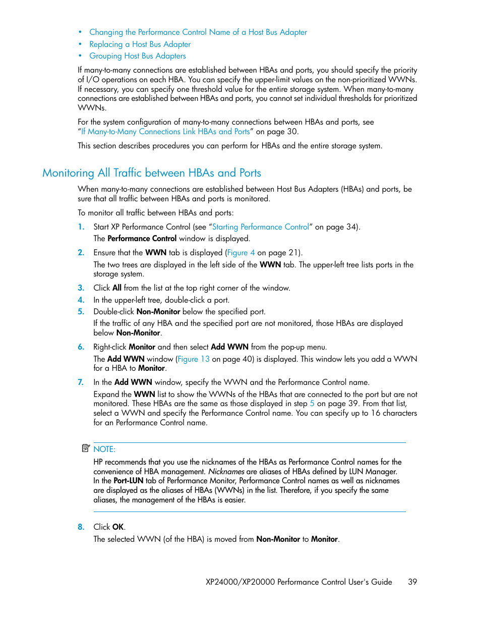 Monitoring all traffic between hbas and ports | HP XP Array Manager Software User Manual | Page 39 / 58