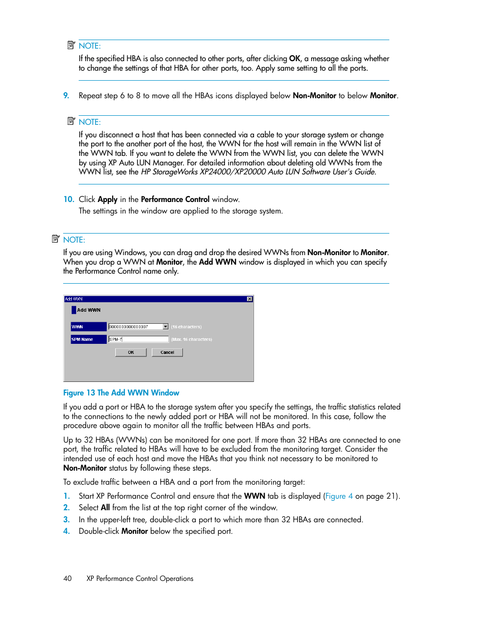 The add wwn window, Figure 13 | HP XP Array Manager Software User Manual | Page 40 / 58