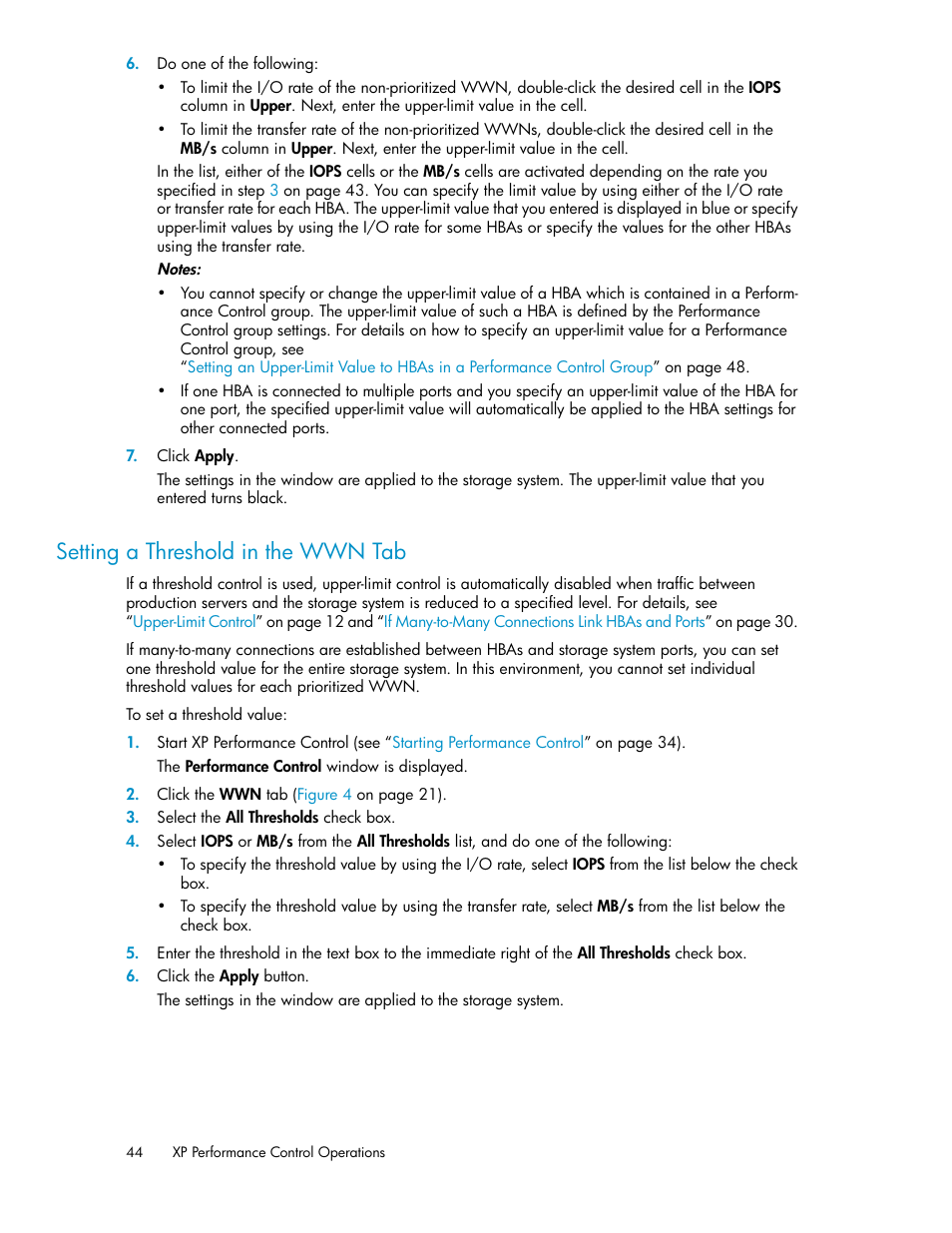 Setting a threshold in the wwn tab, Setting a threshold | HP XP Array Manager Software User Manual | Page 44 / 58