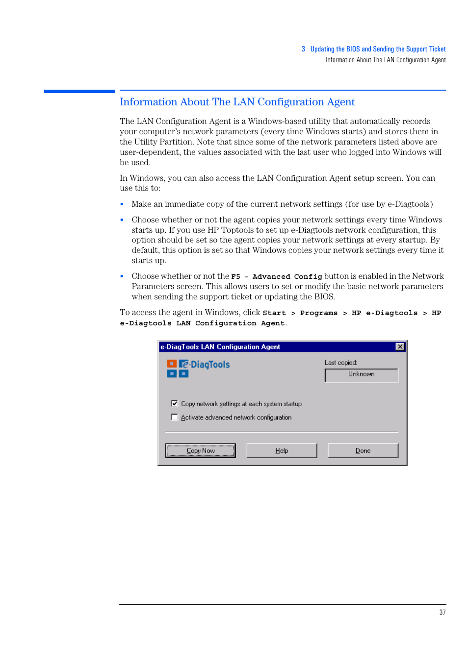 Information about the lan configuration agent | HP e-PC c10s10 User Manual | Page 37 / 82