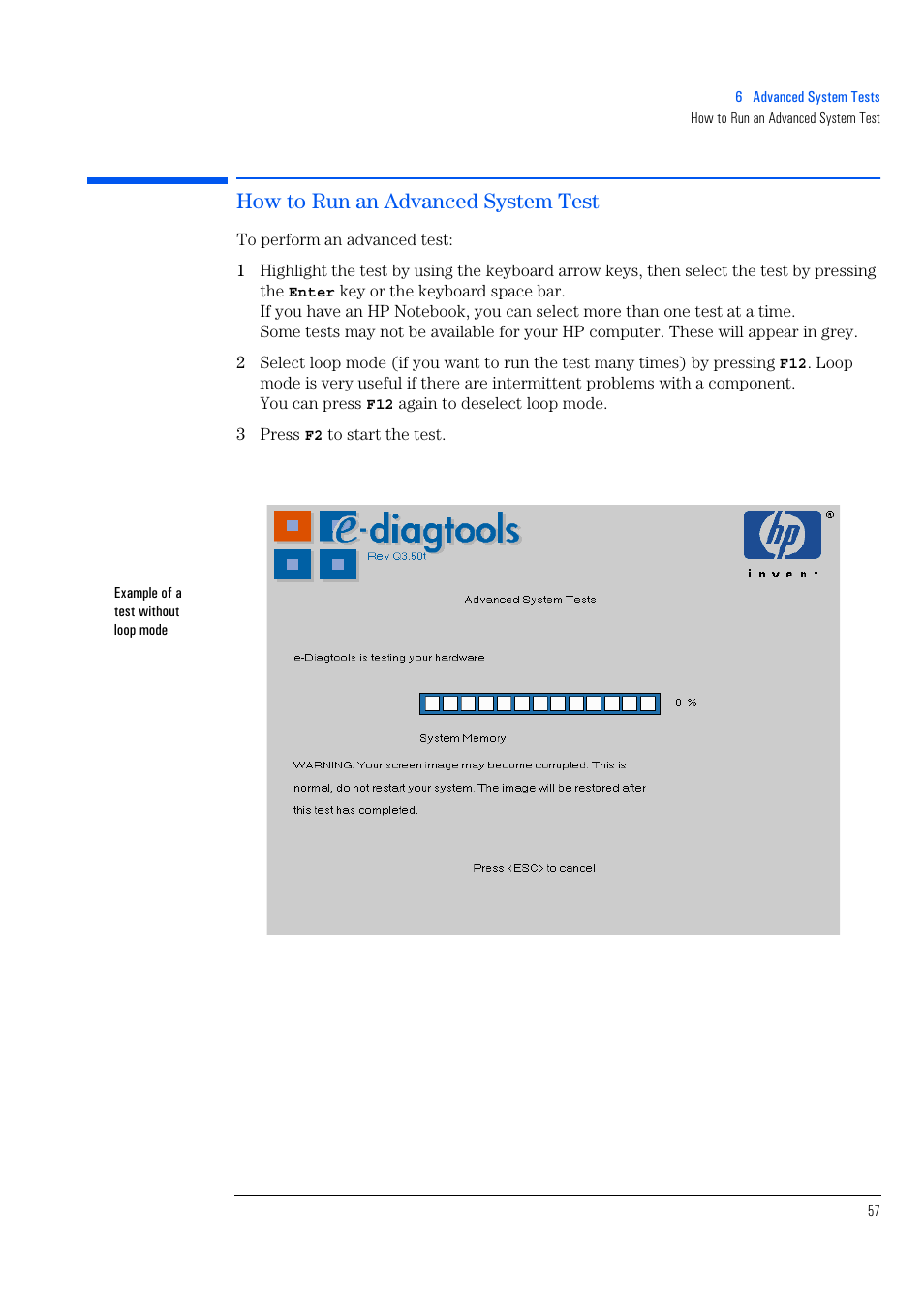 How to run an advanced system test | HP e-PC c10s10 User Manual | Page 57 / 82