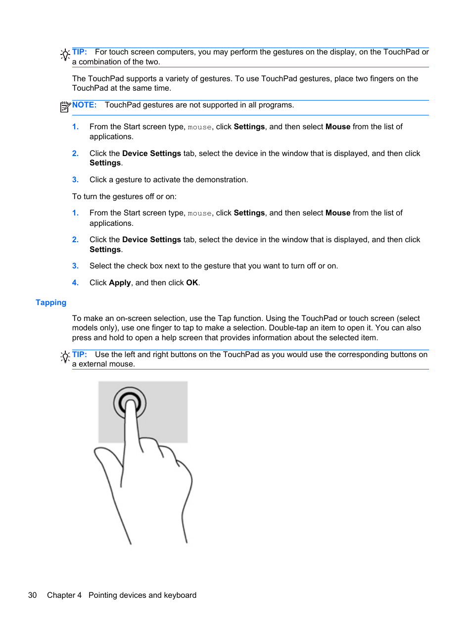 Tapping | HP ProBook 4340s Notebook-PC User Manual | Page 40 / 125