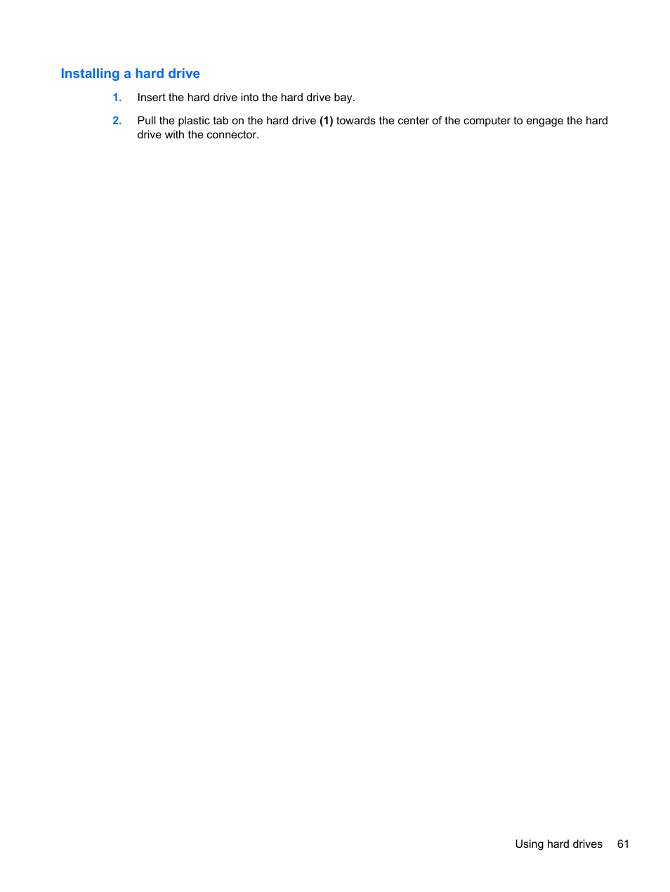 Installing a hard drive | HP ProBook 4340s Notebook-PC User Manual | Page 71 / 125