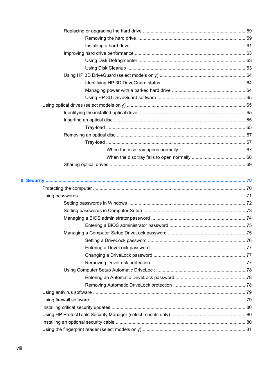 HP ProBook 4340s Notebook-PC User Manual | Page 8 / 125