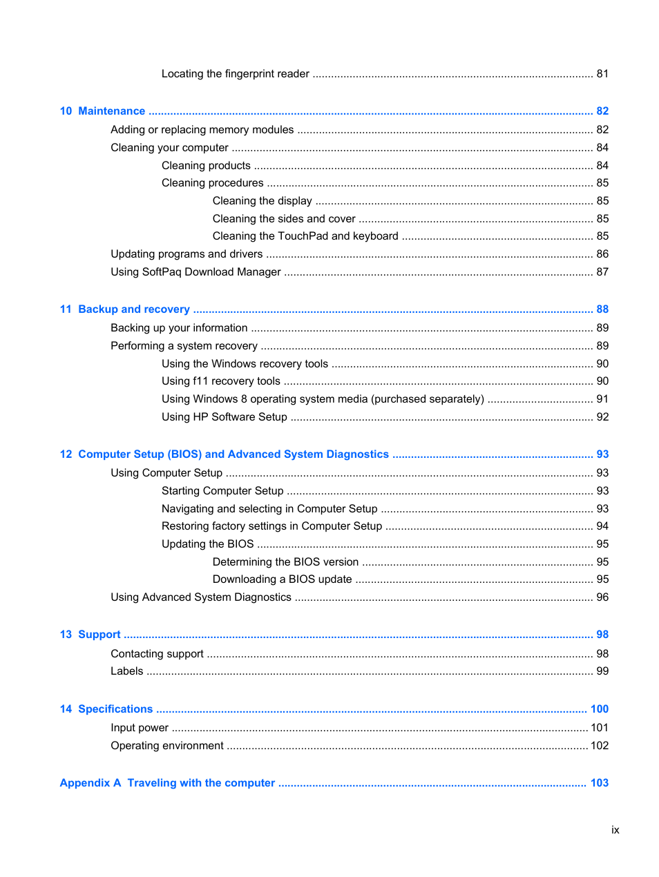 HP ProBook 4340s Notebook-PC User Manual | Page 9 / 125