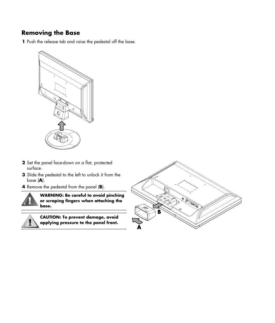 Removing the base | HP w19e 19 inch LCD Monitor User Manual | Page 6 / 32