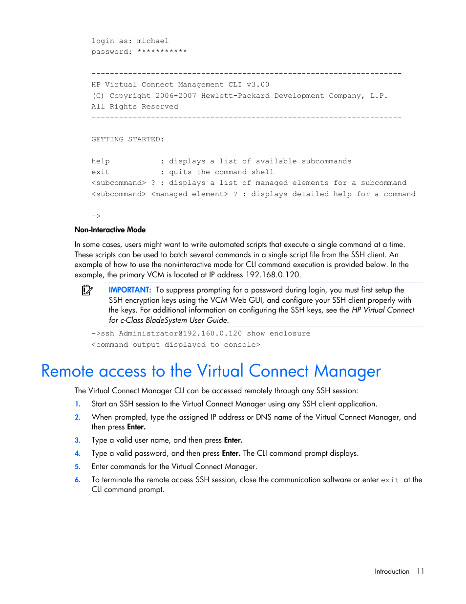 Remote access to the virtual connect manager | HP Integrity BL870c i2 Server-Blade User Manual | Page 11 / 117