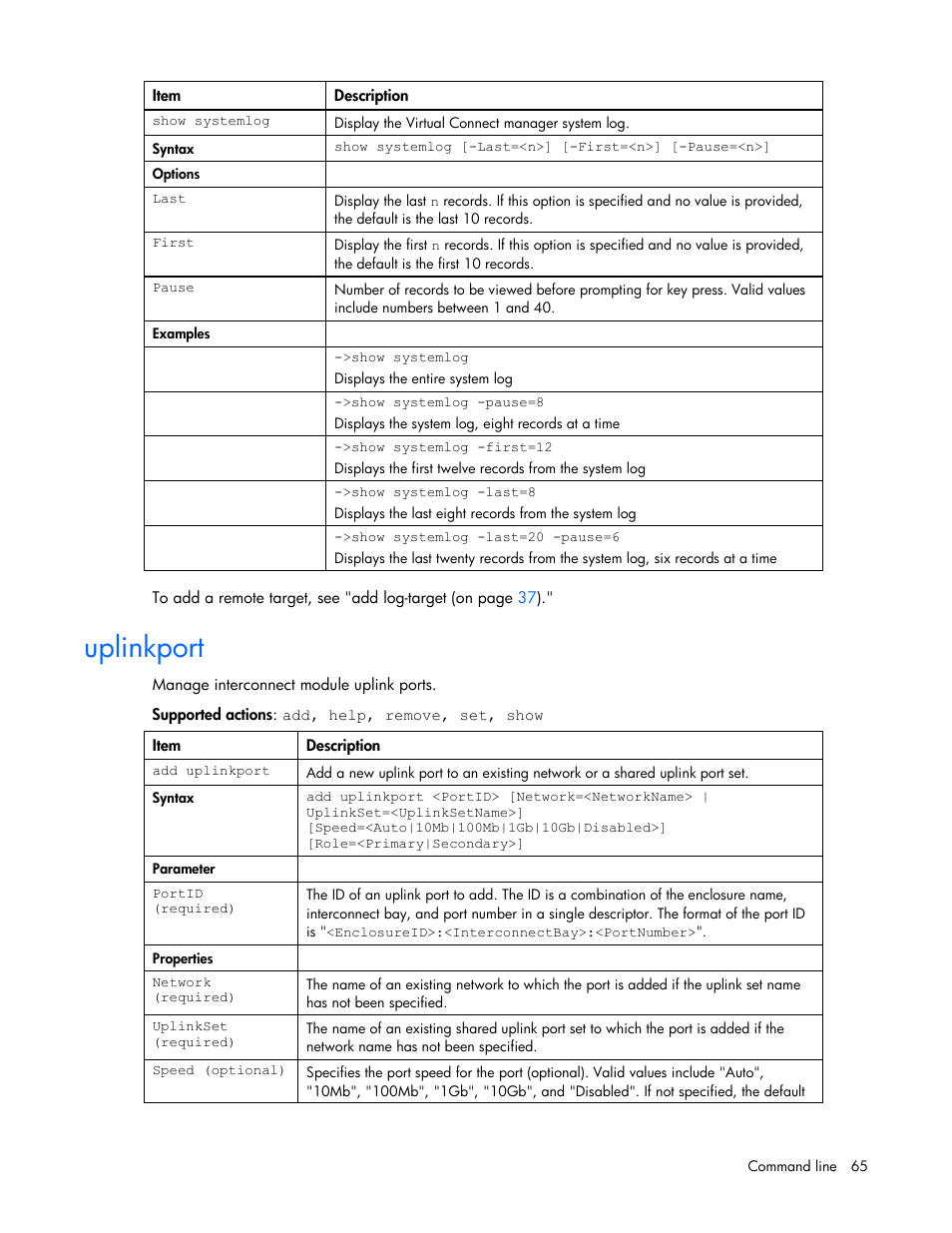 Uplinkport | HP Integrity BL870c i2 Server-Blade User Manual | Page 65 / 117