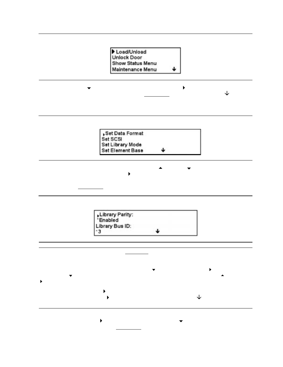 Figure 5-3, Main menu, Figure 5-4 | Configure submenu, Figure 5-5, Set scsi submenu | HP NonStop G-Series User Manual | Page 46 / 91