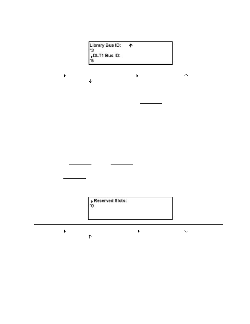 Setting up reserved slots, Figure 5-6, Scsi submenu scrolled | Figure 5-7, Set reserved slots submenu | HP NonStop G-Series User Manual | Page 47 / 91