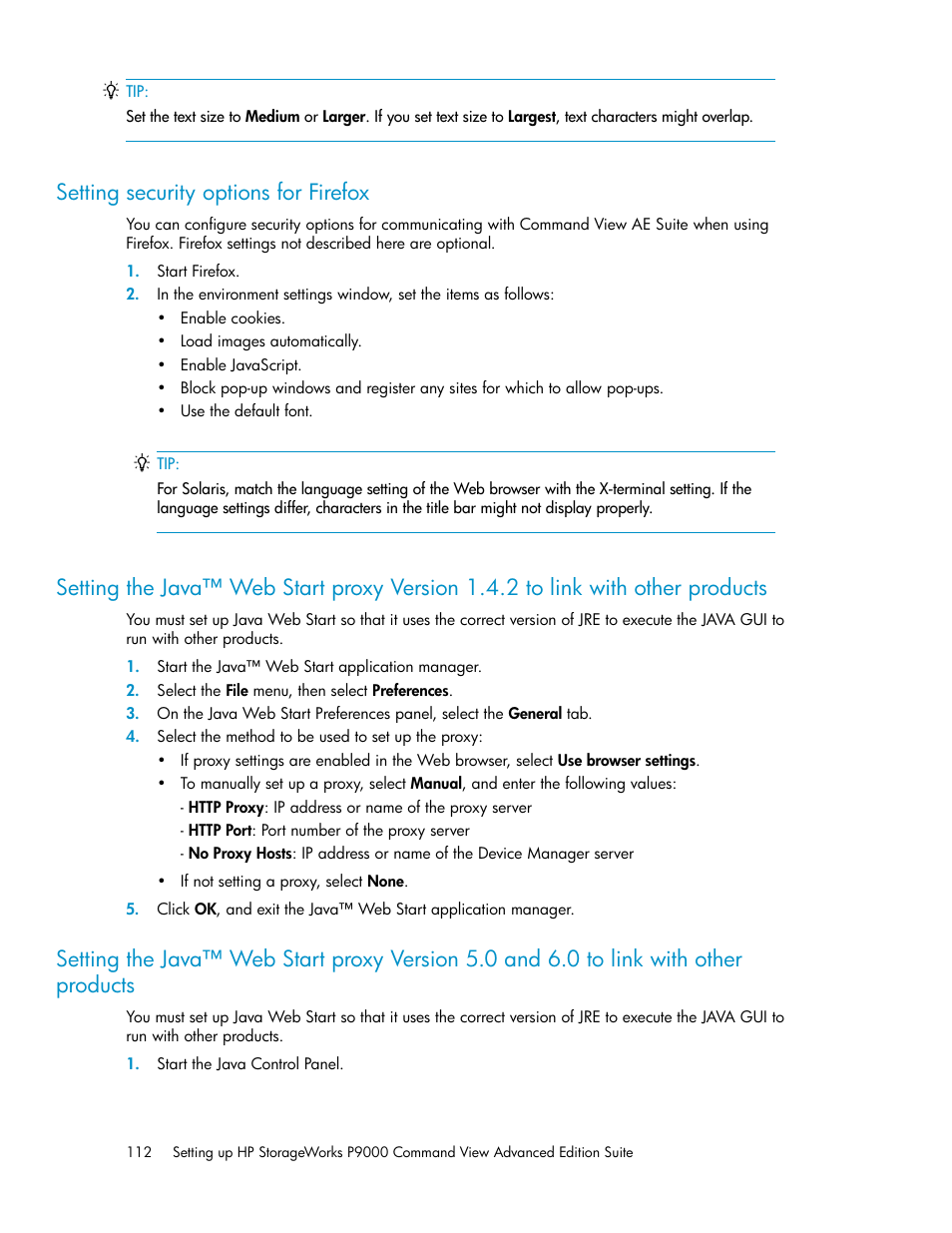 Setting security options for firefox | HP XP P9000 Command View Advanced Edition Software User Manual | Page 112 / 178