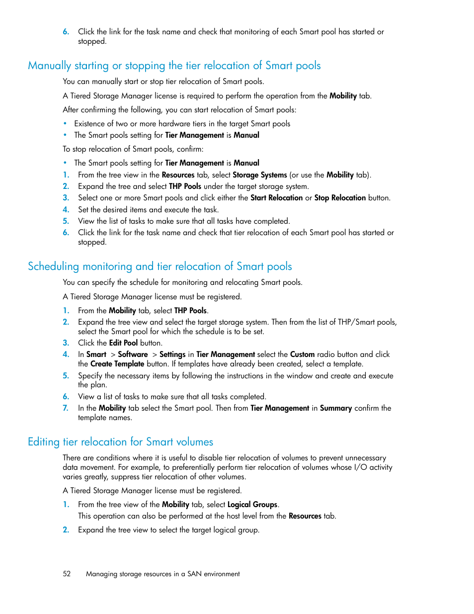 Editing tier relocation for smart volumes, 52 editing tier relocation for smart volumes | HP XP P9000 Command View Advanced Edition Software User Manual | Page 52 / 178