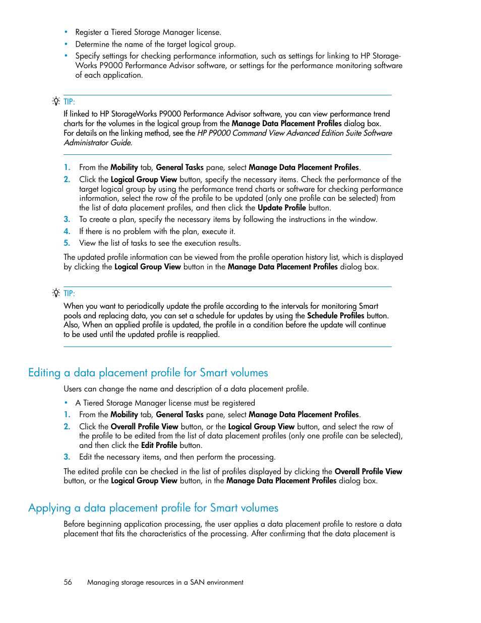 Editing a data placement profile for smart volumes | HP XP P9000 Command View Advanced Edition Software User Manual | Page 56 / 178