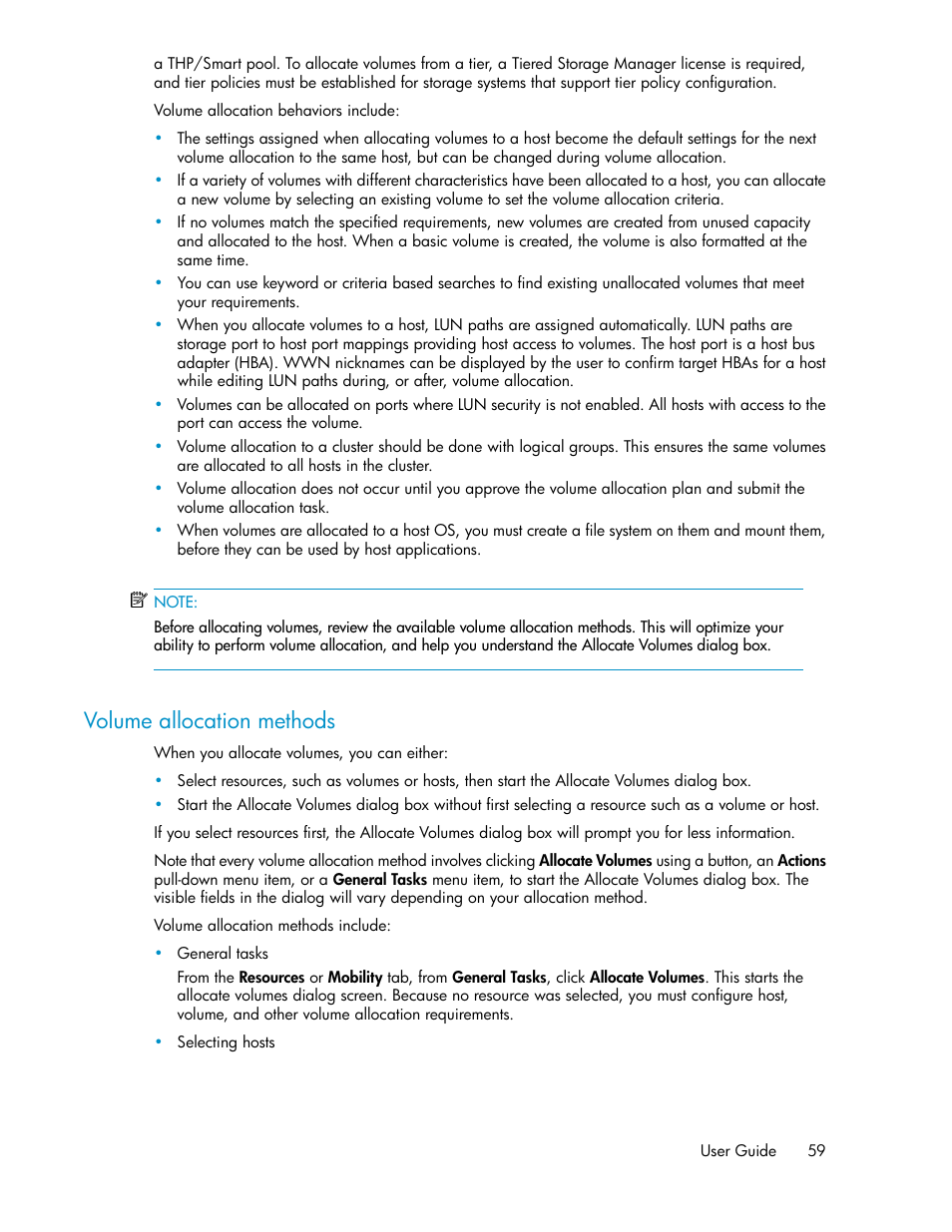 Volume allocation methods | HP XP P9000 Command View Advanced Edition Software User Manual | Page 59 / 178
