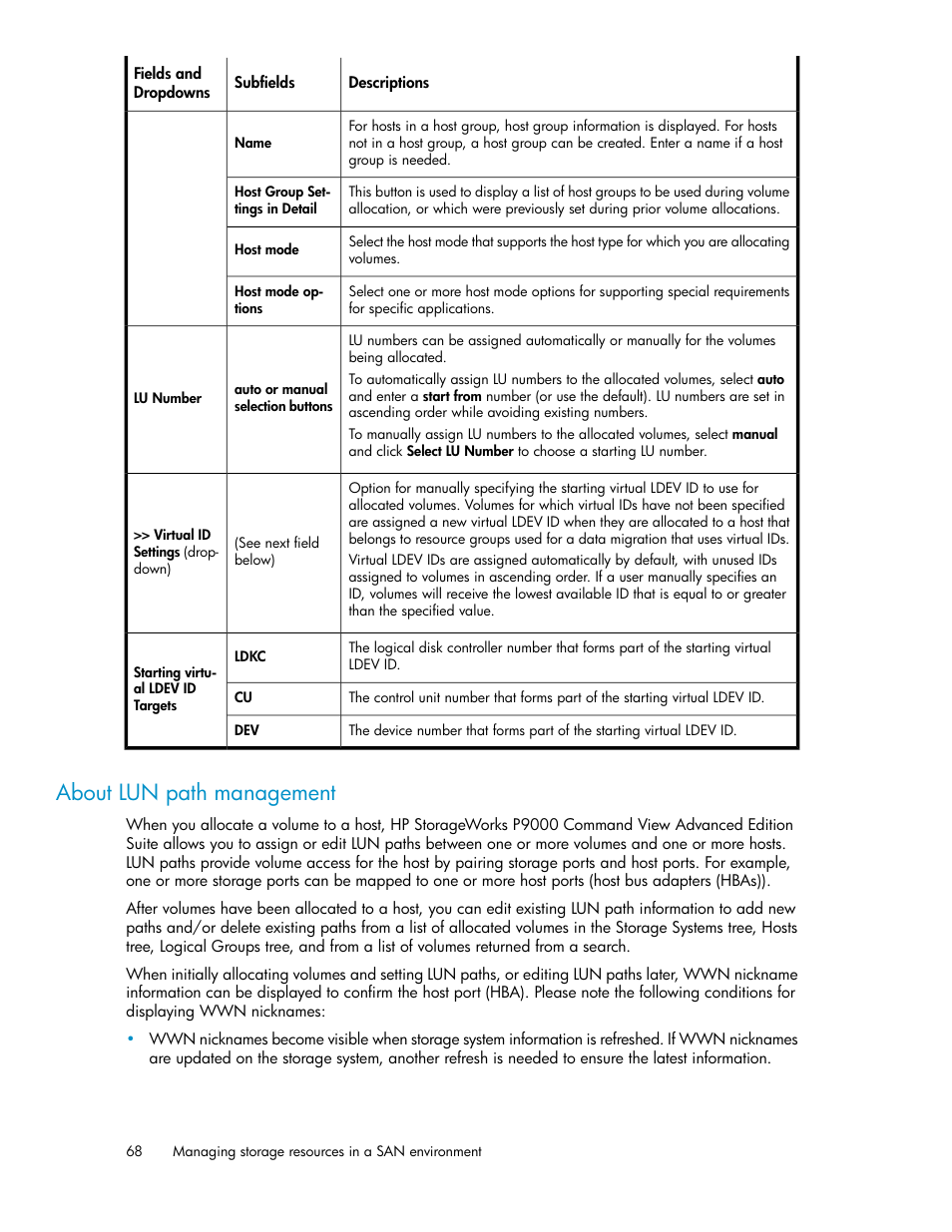 About lun path management | HP XP P9000 Command View Advanced Edition Software User Manual | Page 68 / 178