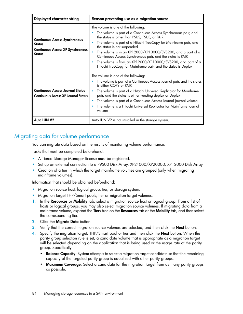 Migrating data for volume performance | HP XP P9000 Command View Advanced Edition Software User Manual | Page 84 / 178