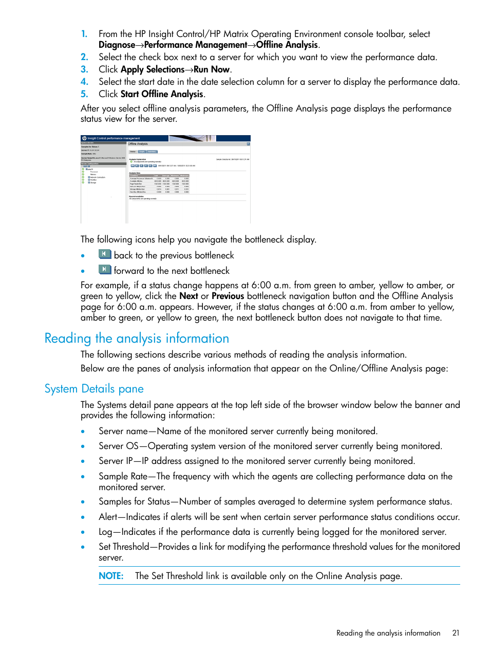 Reading the analysis information, System details pane | HP Insight Control User Manual | Page 21 / 77