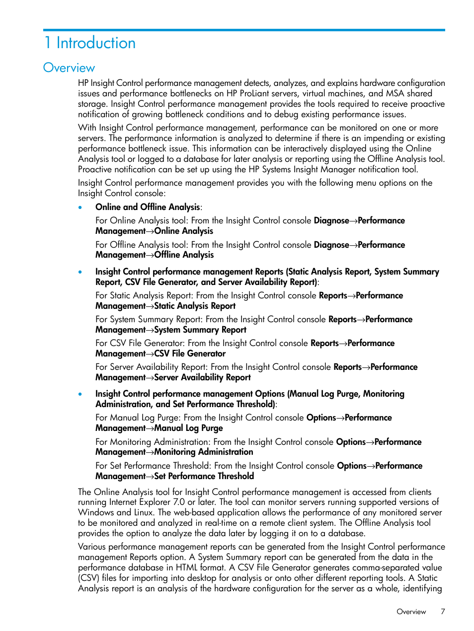 1 introduction, Overview | HP Insight Control User Manual | Page 7 / 77