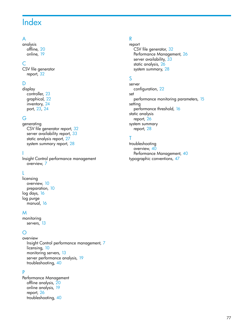 Index | HP Insight Control User Manual | Page 77 / 77