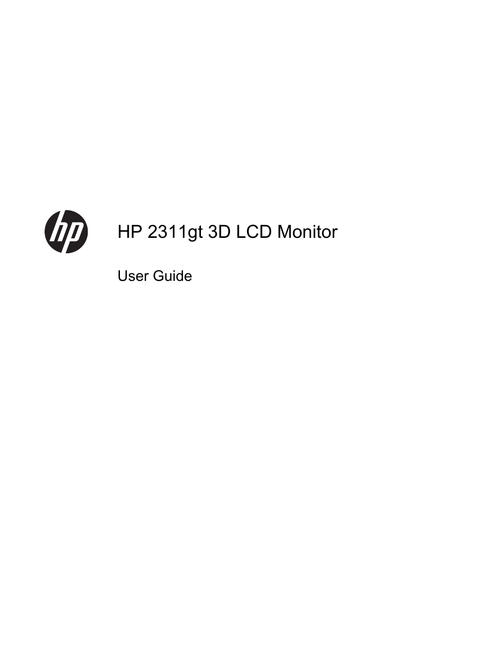 HP 2311gt 23 inch Diagonal 3D LED Monitor User Manual | 50 pages