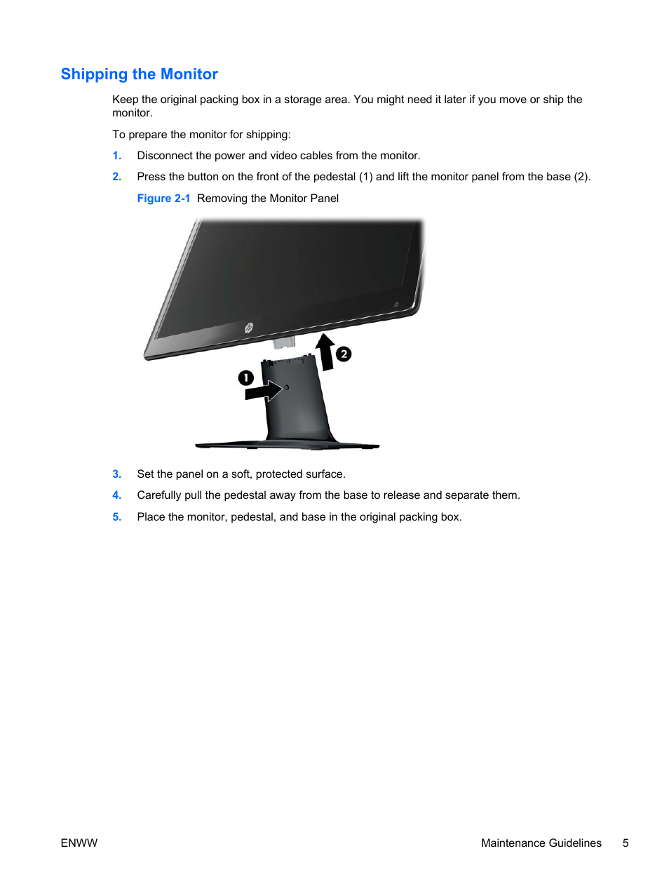 Shipping the monitor | HP 2311gt 23 inch Diagonal 3D LED Monitor User Manual | Page 13 / 50