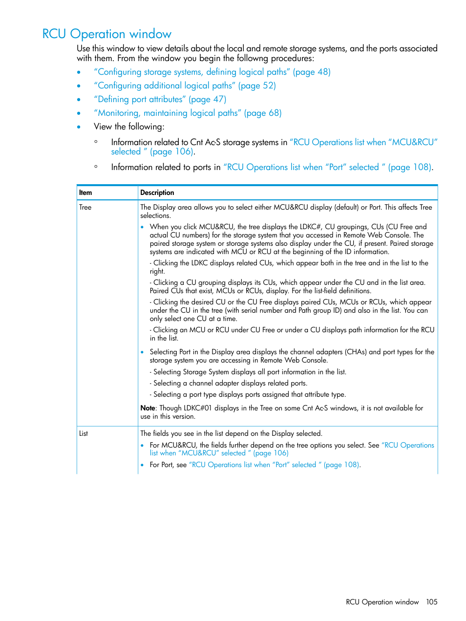 Rcu operation window | HP XP P9500 Storage User Manual | Page 105 / 131