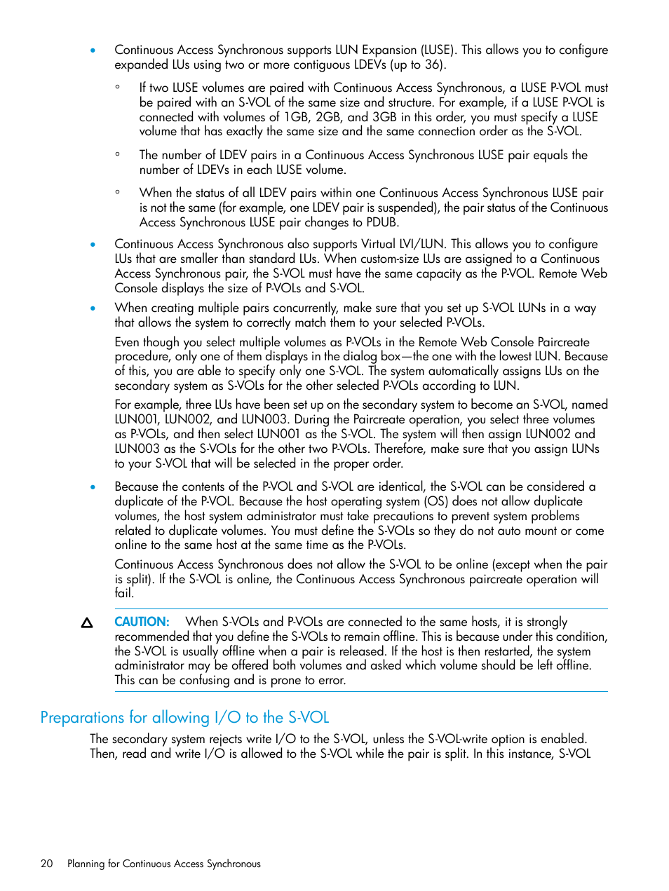 Preparations for allowing i/o to the s-vol | HP XP P9500 Storage User Manual | Page 20 / 131