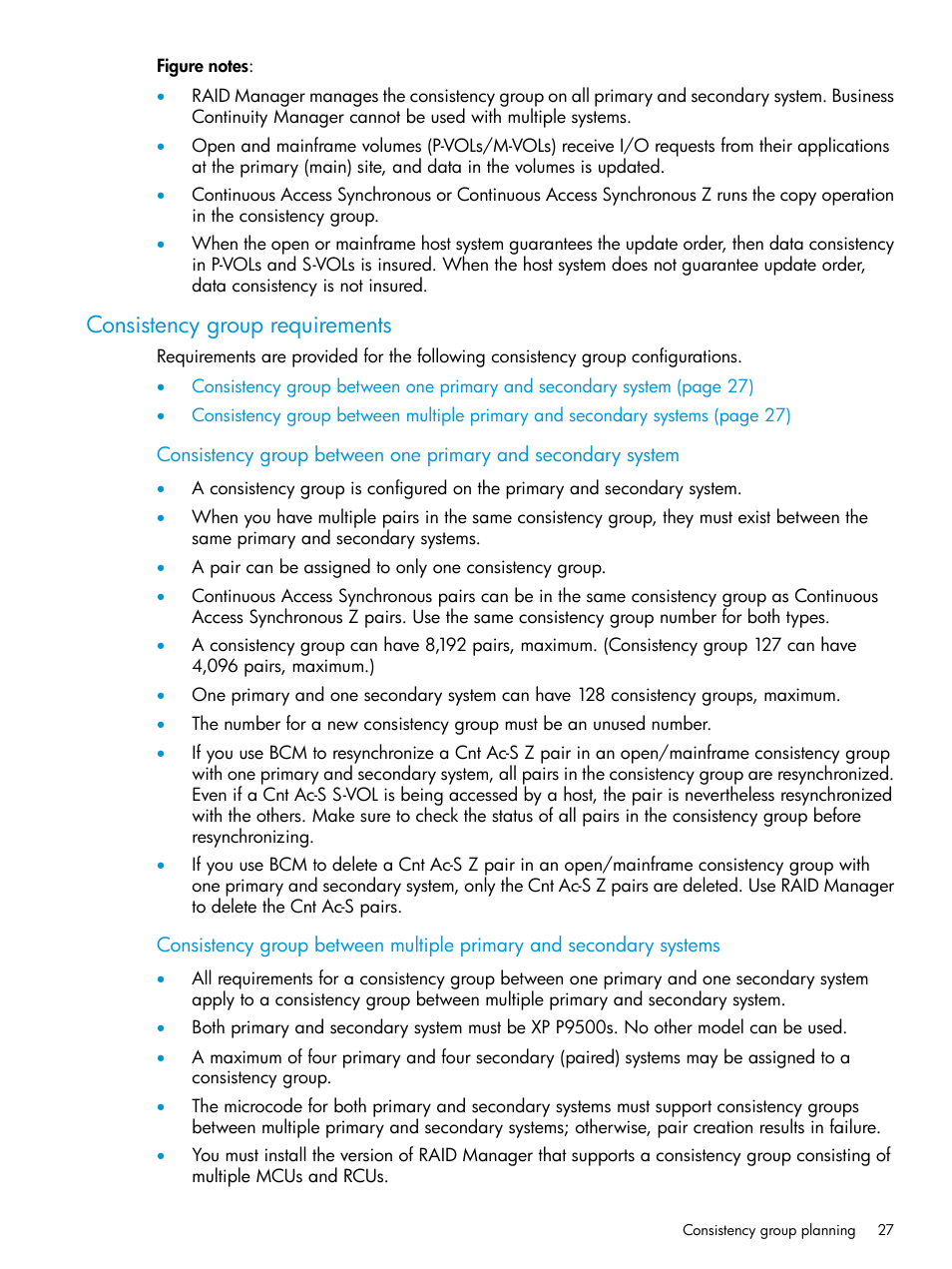 Consistency group requirements | HP XP P9500 Storage User Manual | Page 27 / 131